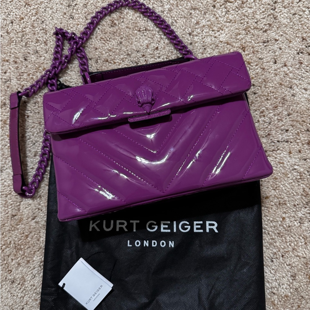 Kurt Geiger Purple Shoulder Bag with Glossy Finish